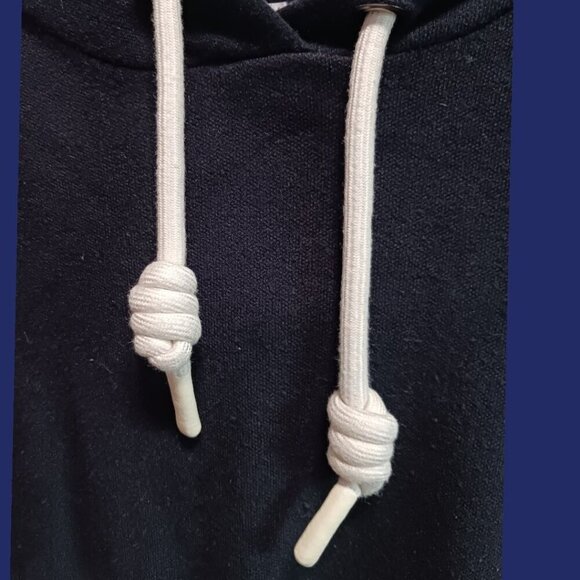 Zara Womens Striped Hem Cropped Hoodie Black & White Size Small - Picture 7 of 7